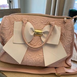Betsey Johnson Blush Pink Rose Embossed Weekender